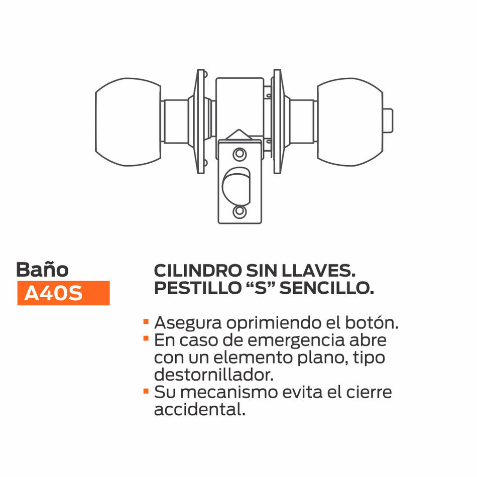 Cerradura A40S Segurex Bell Wood Gold Baño