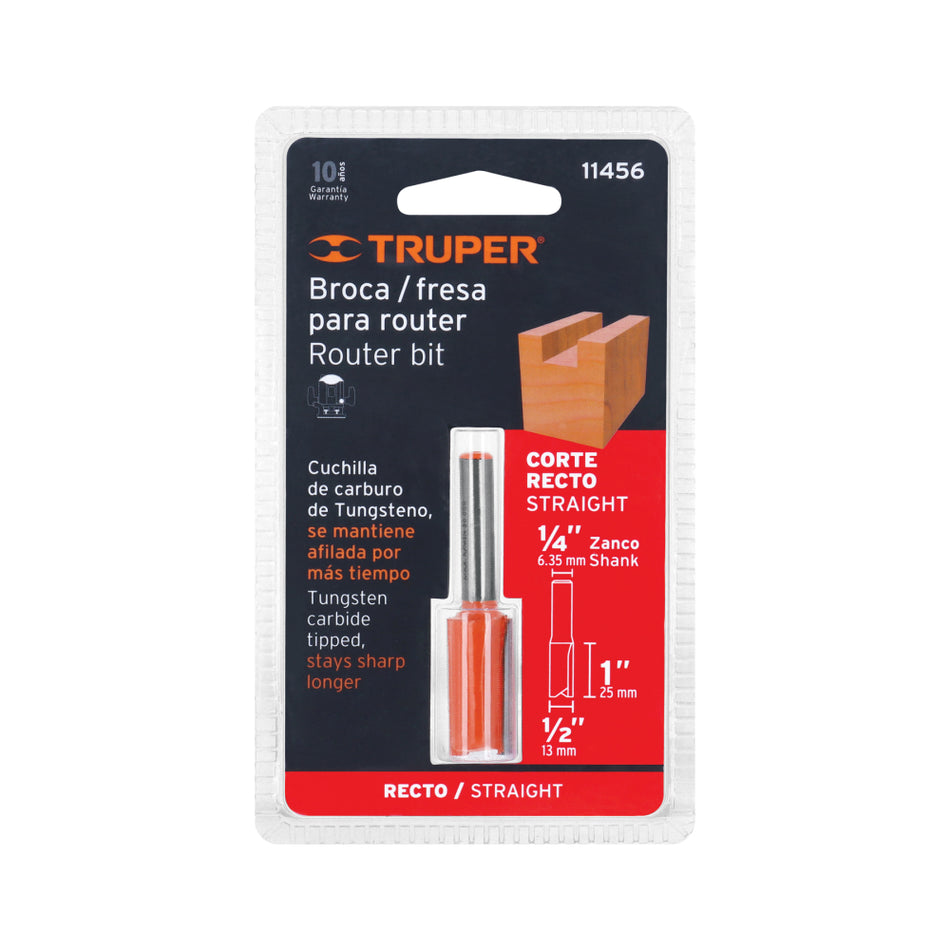 Fresa Truper BROU-R2-1/2 1/2 Corte Recto