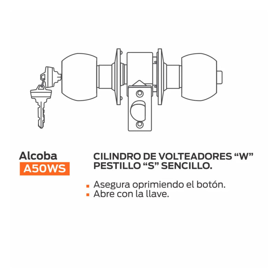 Cerradura A50WS Segurex Bell Wood Gold Alcoba