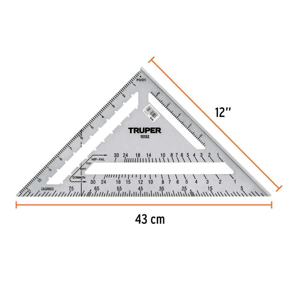 Escuadra Aluminio Muro Yeso 12" 30cm Truper ET-12A
