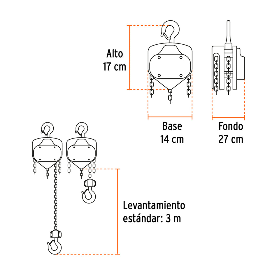 Diferencial Con Cadena Truper POL-1 1Ton X 3m