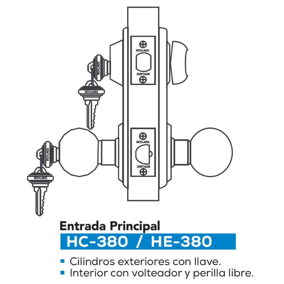 Conjunto HC380 Century Orbit Cromo Mate Entrada Principal