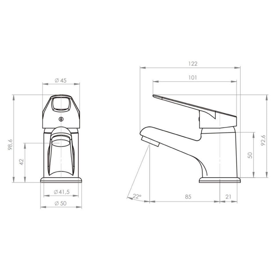 Monocontrol Lavamanos Bajo Cincinnati Cromo + Acople Pmb