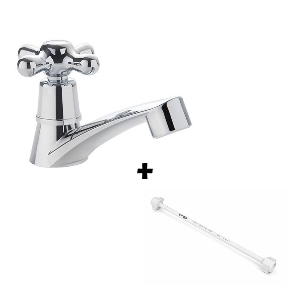 Llave Lavamanos Monza Cruz Cromo + Acople Stretto