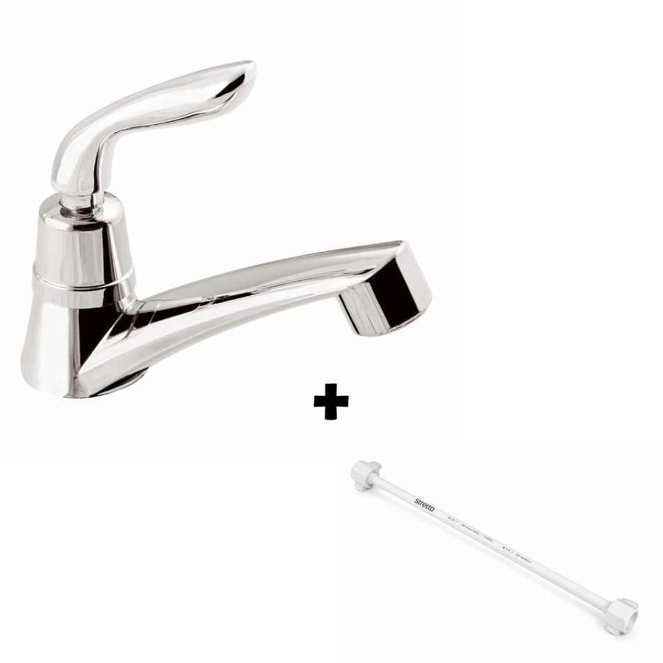 Llave Lavamanos Monza Antic Cromo + Acople Stretto