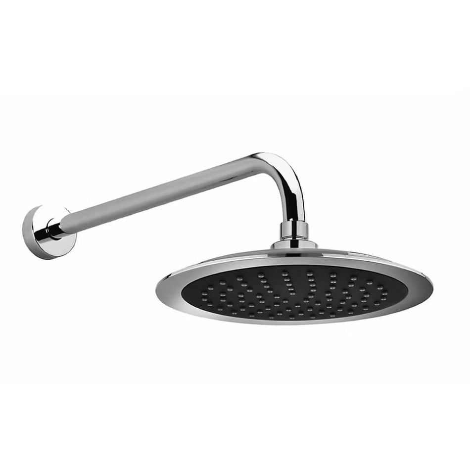 Regadera Redonda Neris Cromo-Negra 8" + Brazo 30 cm Stretto