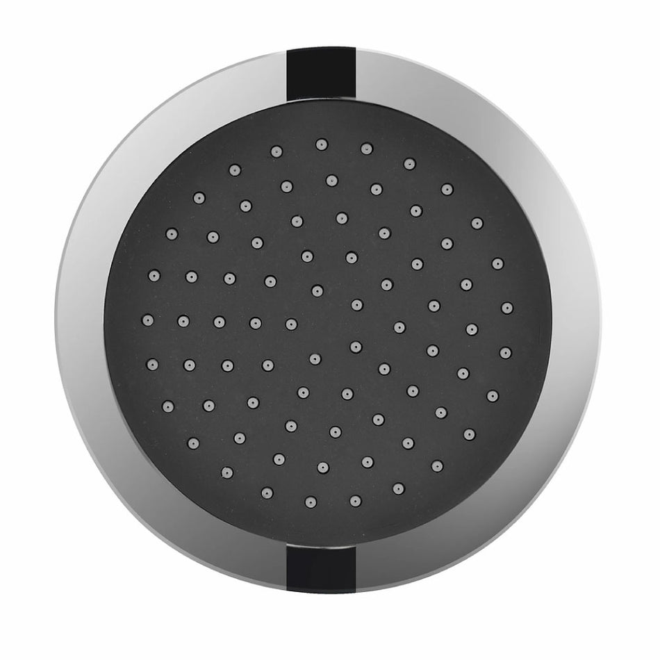 Regadera Redonda Neris Cromo-Negra 8" + Brazo 30 cm Stretto