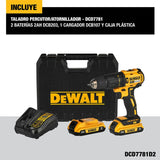 Taladro Perc Inal 1/2” DCD7781D2 20VMax BL Carg + 2bat + Est Dewalt