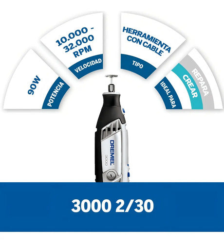 Mototool Dremel 3000-2/30 + Est 30 Acc + 2 Adit