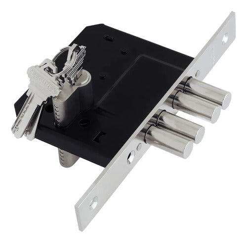 Cerrojo de Incrustar Segurex LE562CD-50 Cilindro Doble + 5 Llaves Multipunto de Alta Seguridad