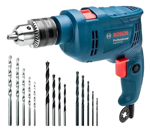 Taladro Percutor Vvr Bosch Pro GSB 550 RE 1/2 550w + 14 Acc