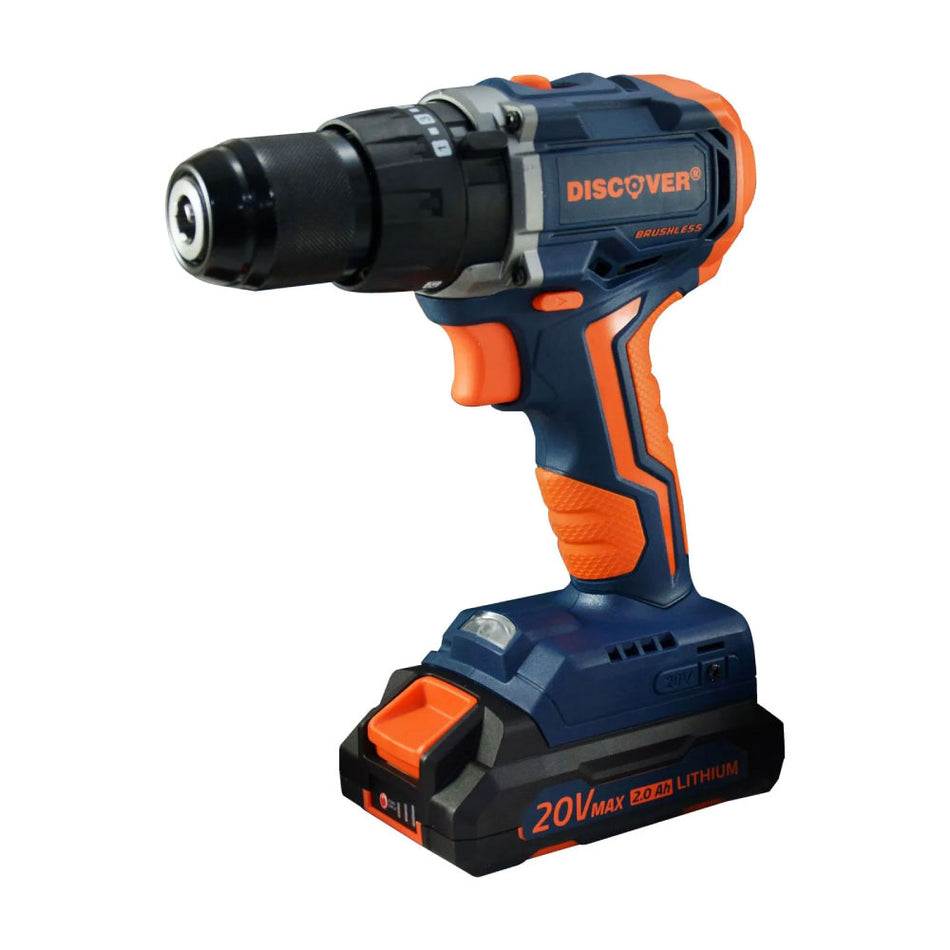 Taladro Percutor Inalámbrico Discover 20V 1/2 + Carg + 2 Bat 2.0 Ah