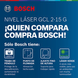 Nivel Laser Bosch GCL 2-15 G + RM1 + Maleta Luz Verde