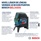 Nivel Laser Bosch GCL 2-15 G + RM1 + Maleta Luz Verde