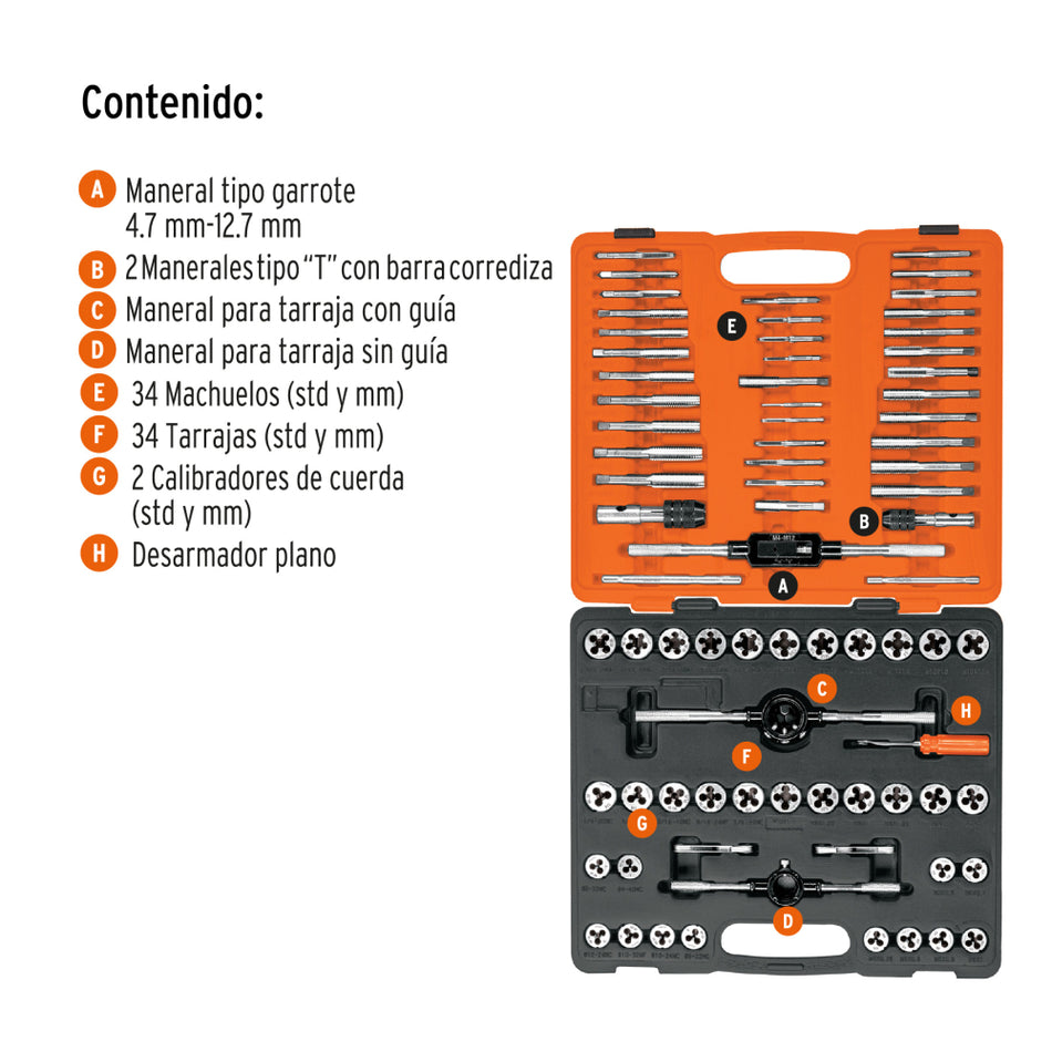 Juego de Machuelos y Tarrajas x 76pz Truper J-MATA-76