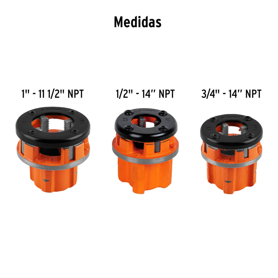Juego de Tarrajas x 4pz Truper TA-850 Npt 1/2" a 1"