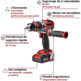 Taladro Perc Inal Einhell TE-CD 18 Li-I Brushless Kit 1/2 Carg + 2 Bat 2.0 Ah